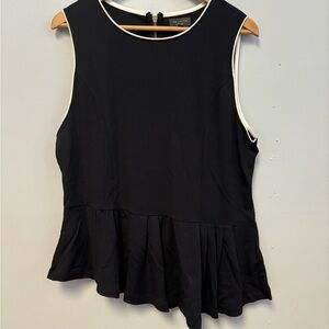 0424-41 Navy Sleeveless Peplum Top